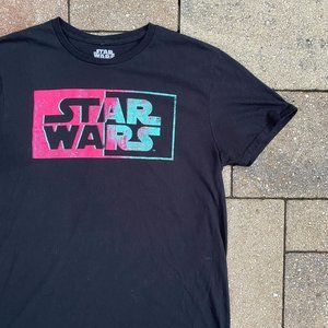 STAR WARS Neon Graphic Logo Licensed T Shirt Size Large